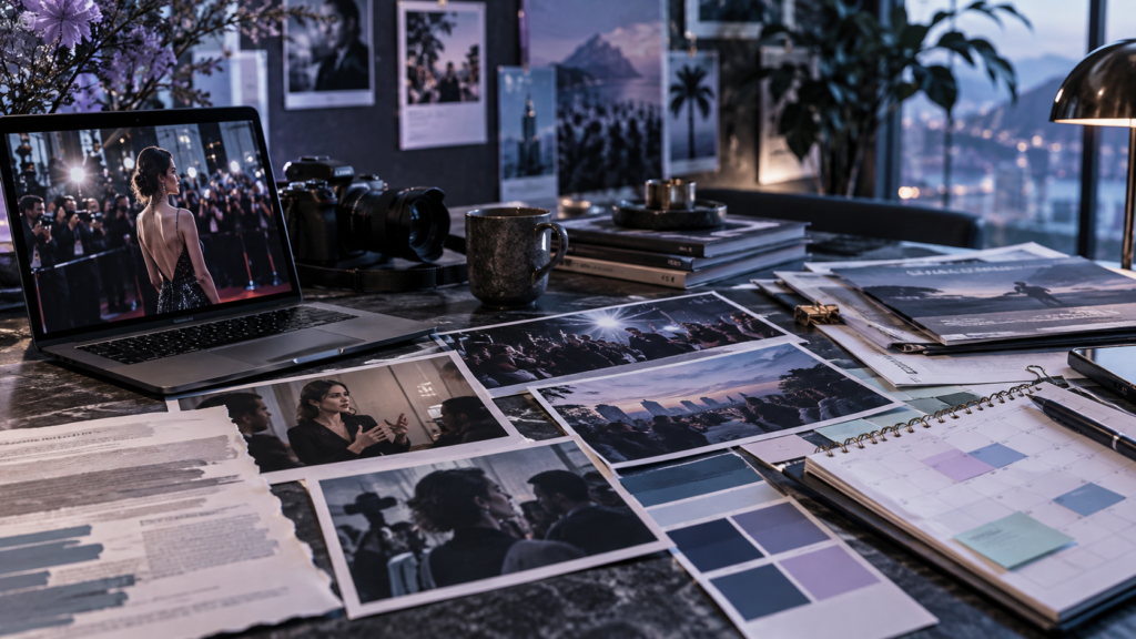 images of fashion Week on a desk